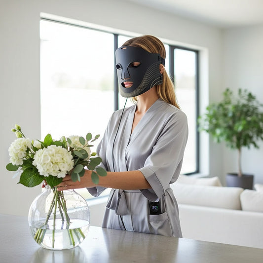 7-Color LED Mask for a Brighter, Balanced Complexion – shown in use