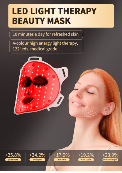 Home LED skin therapy mask light modes and skincare features