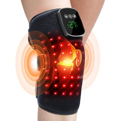 Black wearable knee wrap with illuminated light elements and attached digital controller